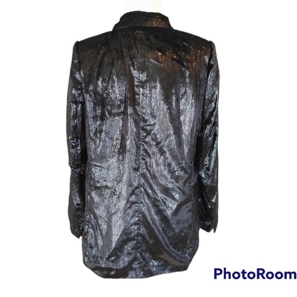 NWT Black Shine Double-breasted Blazer Jacket - Size 10 - Picture 3 of 5